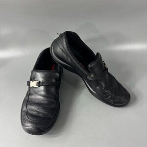 Prada Sneakers Womens 8.5 Black Calzature Donna Nappa Sport Leather Slip On, 38